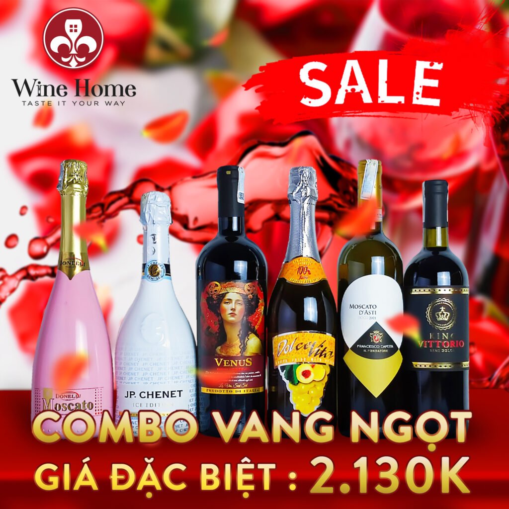 COMBO 6 CHAI VANG NGỌT GIÁ ĐẶC BIỆT | Rượu Vang Nhập Khẩu Cao Cấp CM VANG NGOT RVNK | Rượu Vang Nhập Khẩu Cao Cấp