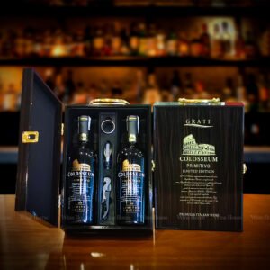 Hộp quà rượu vang 2 chai rượu vang Ý Colosseum Primitivo 18%