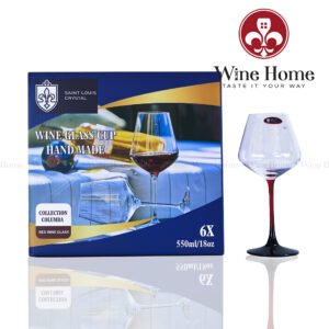 Ly rượu vang pha lê Saint Louis Crystal 550ml cán đỏ