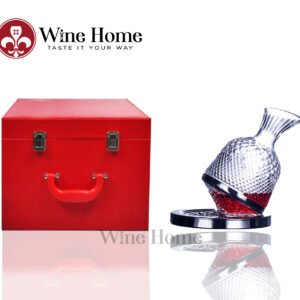 Decanter xoay tráng bạc kèm hộp da cao cấp 1200ml | Rượu Vang Nhập Khẩu Cao Cấp Decanter xoay tráng bạc kèm hộp da cao cấp