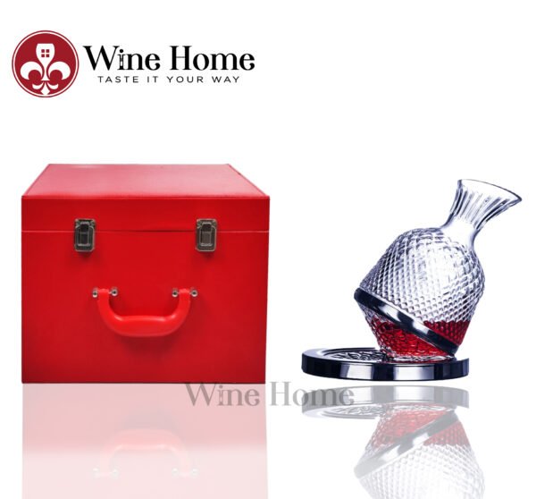 Decanter xoay tráng bạc kèm hộp da cao cấp