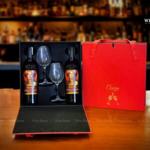 Hộp quà rượu vang 2 chai rượu vang Venus Rosso Semi Dolce kèm ly