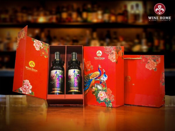 Hộp quà rượu vang 2 chai rượu vang Ý Phoenix Negroamaro Sangiovese