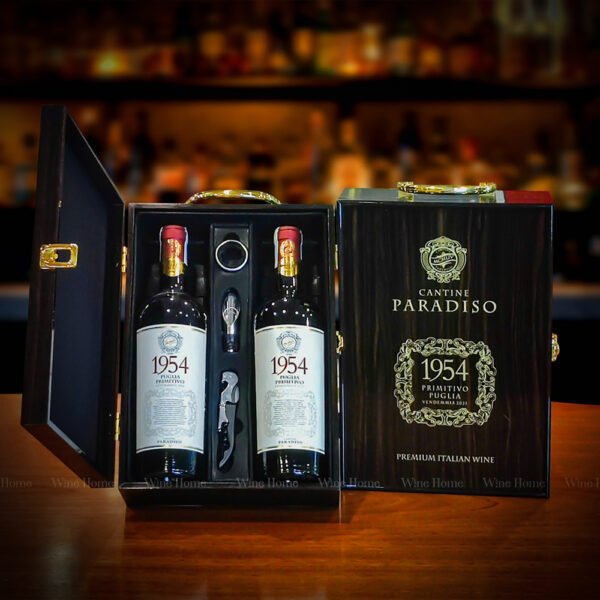 Hộp quà rượu vang 2 chai rượu vang Ý 1954 Primitivo Paradiso
