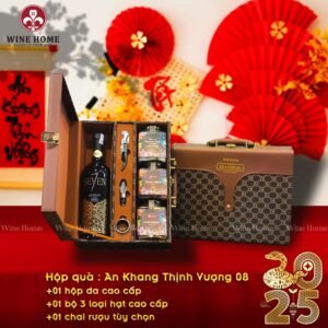 Hộp quà tết 2025 bộ hộp rượu hạt 08