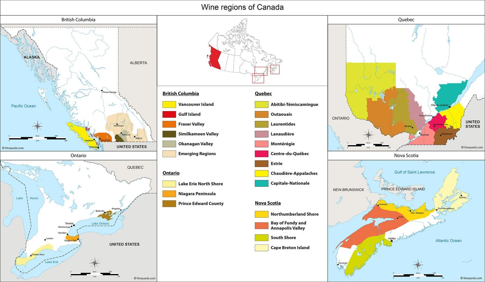 Phong Cách Rượu Vang Canada – Từ Vùng Lạnh Đến Chất Lượng Tuyệt Vời | Rượu Vang Nhập Khẩu Cao Cấp Bản đồ rượu vang Canada