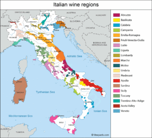 Bản đồ vùng làm rượu vang Ý