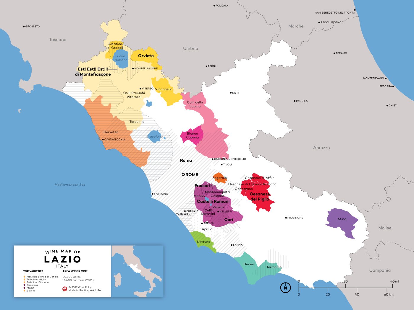 Khám phá vùng rượu vang Lazio – Di Sản Vượt Thời Gian Giữa Trái Tim Nước Ý | Rượu Vang Nhập Khẩu Cao Cấp Bản đồ rượu vang Lazio