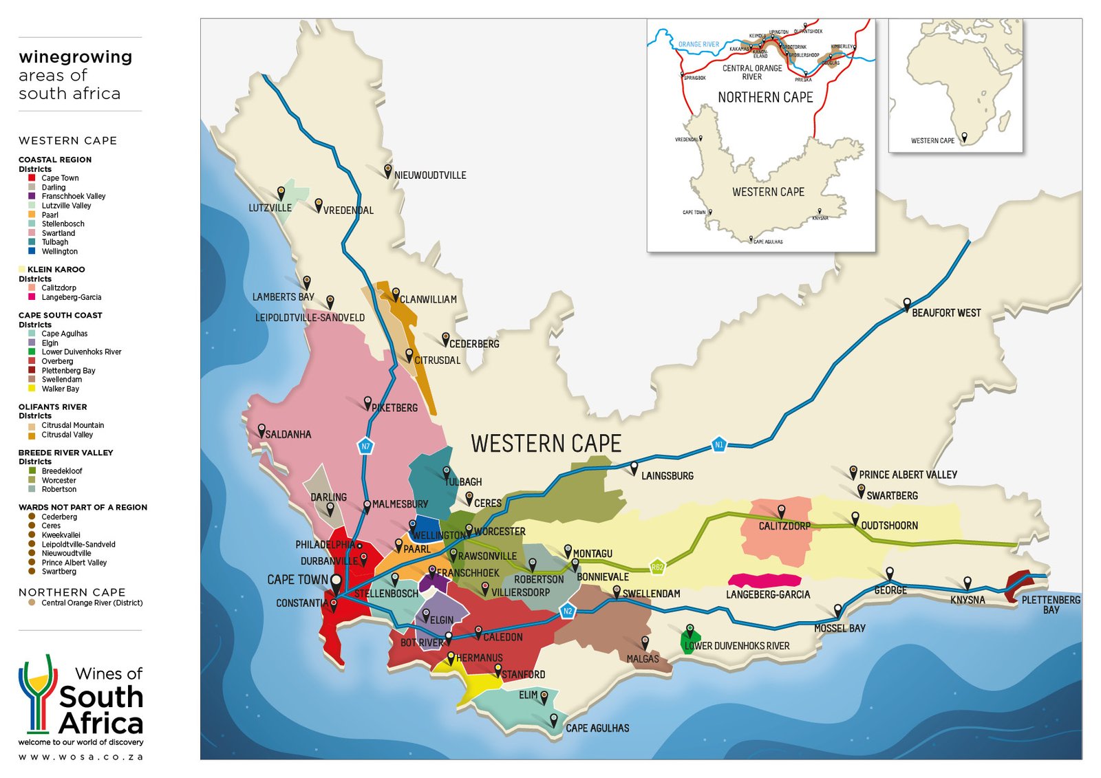 Phong Cách Rượu Vang Nam Phi – Giao Thoa Giữa Cổ Điển & Hiện Đại | Rượu Vang Nhập Khẩu Cao Cấp Bản đồ rượu vang Nam Phi