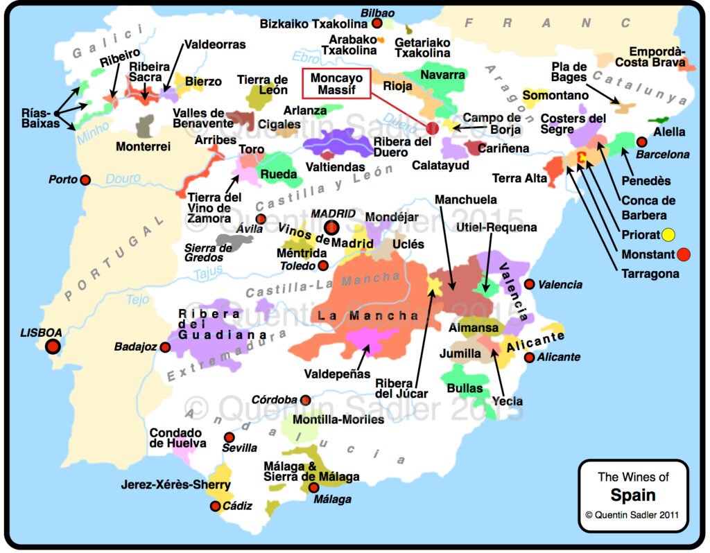 Bản đồ rượu vang Tây Ban Nha