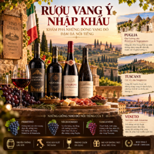 Rượu Vang Ý Nhập Khẩu – Khám Phá Những Dòng Vang Đỏ Đậm Đà Nổi Tiếng