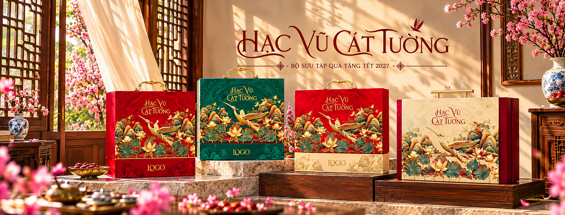 Rượu Vang Nhập Khẩu | Thế Giới Rượu Vang Cao Cấp | Rượu Vang Nhập Khẩu Cao Cấp Hộp Quà Tết Doanh Nghiệp 2027 - Hạc Vũ Cát Tường